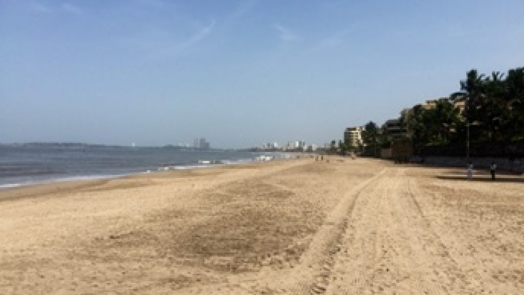 The sea shore and the sand for hours for play at Juhu beach Mumbai