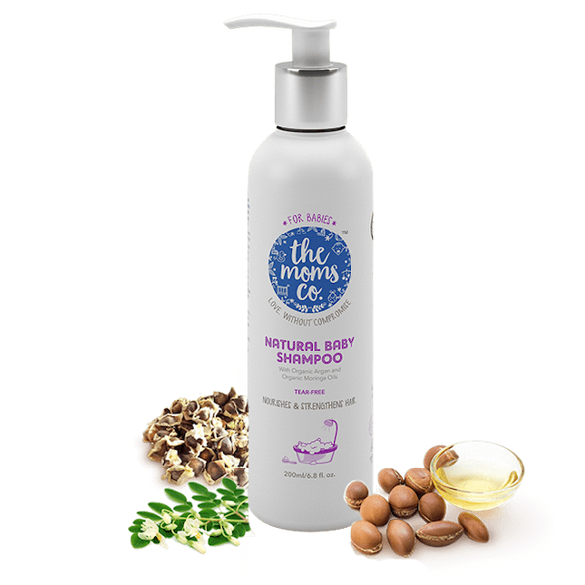The Moms Co natural shampoo are made up of organic argon oil and use to baby hair
